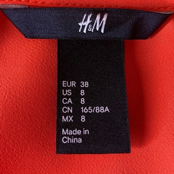 H&M Dress Sleeveless V-Neck Zipper in Front Orange Size 8 - Picture 9 of 14